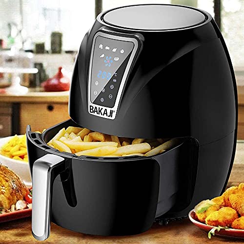 Bakaji Friteuse à air chaud sans huile Airfryer numérique 3,25 l pour rôtir de manière naturelle et saine, puissance 1300 W avec minuteur et réglage de la température