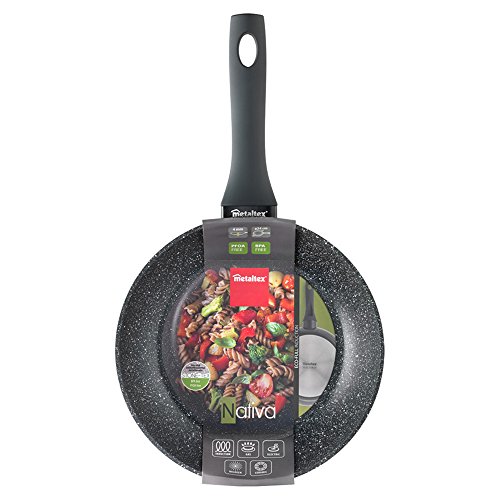 Metaltex NATIVA - Poêle en Aluminium Forgé 24 cm avec Granite Effect Anti-Adhésif STONE-TEX