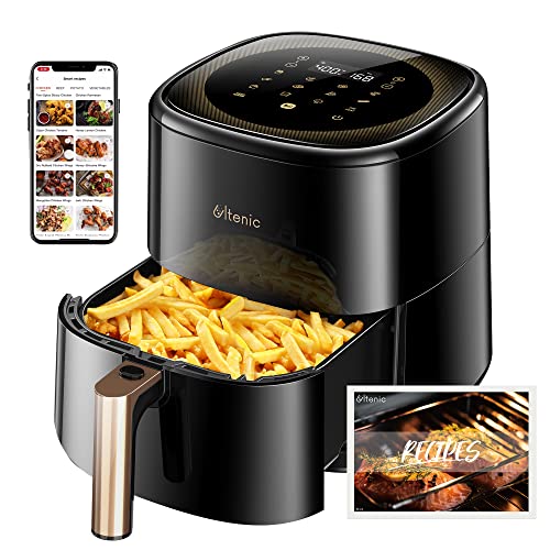 Ultenic K10 Friteuse sans Huile 5 L, Friteuse à Air avec 11 Programmes, Menu Francais Online, Ecran LED Tactile, Préchauffage et Maintien au Chaud, Panier Anti-Adhésif sans BPA PFOA, 1500 W