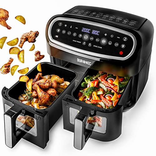 Duronic AF24 Friteuse à Air de 2400W | Capacité de 10 L pour Toute la Famille | Large écran de contrôle | 10 Programmes de Cuisson Préréglés | Sans huile | Fonctions Sync Cook et Sync Finish