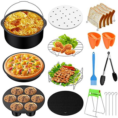 Kamtop HOMGEN Lot de 11 accessoires populaires pour friteuse à air comprimé - Accessoires universels XL (17,8 cm - B)