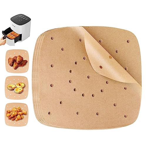 200 Papier Sulfurisé Air Fryer，Antiadhésive Sans Huile Papier Parchemin Accessoires，Perforé Papier Cuisson Air Fryer，pour Friteuse Cuiseur à Vapeur Four，papier antiadhésif，pour Grill, Cuisson