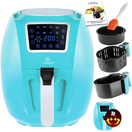 KESSER Friteuse à air chaud XXL 5,5 litres Friteuse Friteuse | + Panier à pain | Airfryer avec écran tactile numérique 1700 W | 8 programmes | sans huile | ✓ Four ✓ Air chaud ✓ Grill | Sans graisse