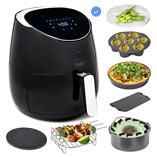 Yedi Total Pack Friteuse XL, 5.5 Liters, avec panier et composants en céramique sains 100 recettes Kit d'accessoires de luxe