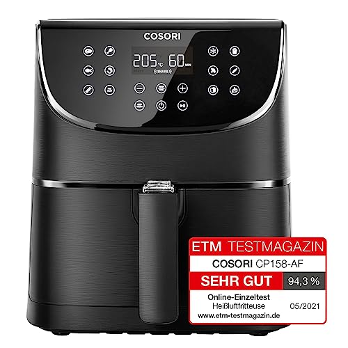 COSORI Air Fryer 5,5L avec 13 Fonctions, Friteuse sans Huile 1700W, Friteuse à Air Chaud avec 100 Recettes , et aussi Faites Cuire, Frire, Rôtir et Griller tous vos Aliments, Noir, CP158-AF