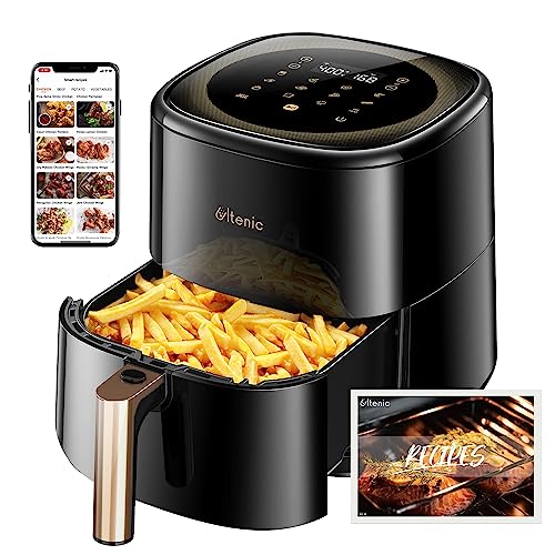 Ultenic K10 Friteuse sans Huile 5 L, Friteuse à Air avec 11 Programmes, Menu Francais Online, Écran LED Tactile, Préchauffage et Maintien au Chaud, Panier Anti-Adhésif sans BPA PFOA, 1500 W
