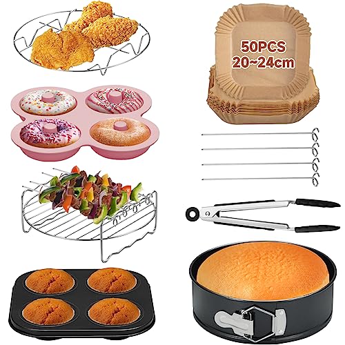 Accessoires Friteuse Sans Huile, Accessoires Cosori 5,5L, Accessoires Friteuse d'air Contient du Papier Friteuse Air, Moule Biscuit, Moule Donuts Silicone, Moule Cupcakes