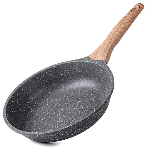 ZUOFENG Poêle à Frire Antiadhésive 24CM, Casseroles en Pierre, Revêtement de Granit, Poêle à Omelette Casseroles à Induction. (Gris, 24CM)