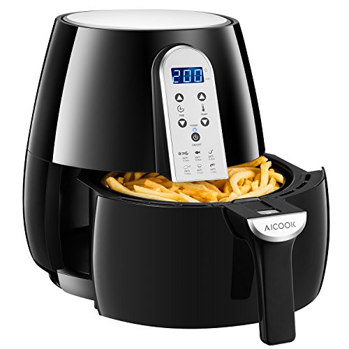 Friteuse Sans Huile, Aicook Friteuse Électrique 3.2L avec Minuterie et Température, LCD Digital avec une Technologie Pour une Fonction d'arrêt Automatique, 1500W