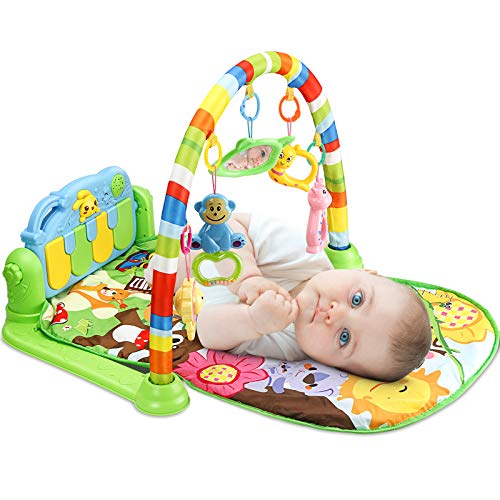 Tapis de jeux et d'éveil pour Bébé, 3 en 1 bébé Piano jouer Gym tapis la musique et lumières Cadeau pour Les Nouveau-nés âgés de 0 à 36 M