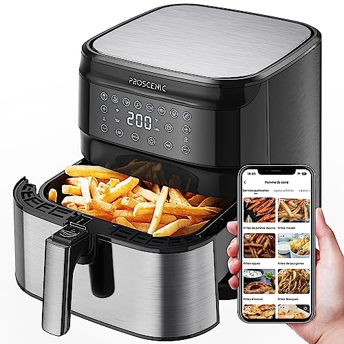 Proscenic T21 Friteuse à air, Friteuse sans huile, 5,5L AirFryer, écran LED tactile, Commande intelligente par APP&Alexa, 8 Programmes prédéfinis/ Multiples Recettes/Minuteur / Préchauffage
