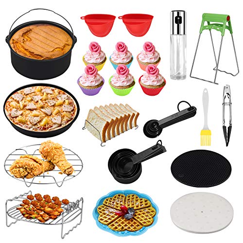 Accessoires de Friteuse à Air Général de 8 pouces 17 pcs Panier de Friteuse à Air Plat de Cuisson pour Phillips Gowise Kit d'Accessoires Universel pour Friteuse à air XXL Power Fit All