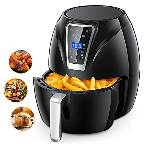 Friteuse Sans Huile, Friteuse Electrique pour 6 Personnes, Air Fryer avec Écran Tactile 6 Préréglées Menu,friteuse electrique cuve amovible Minuterie et Réglage de la Température, Plastique Sans BPA