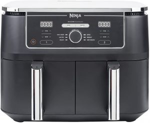 NINJA Friteuse sans huile Dual Zone Foodi MAX [AF400EU], capacité de 9,5 l, 2 tiroirs, 6 modes de cuisson, gris